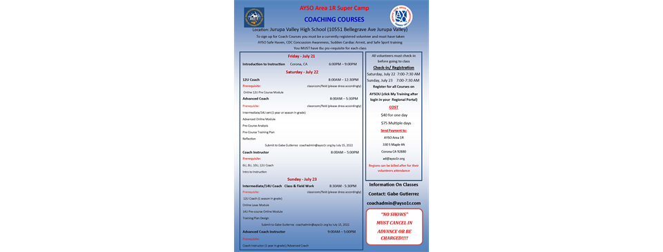 Area R Super Camp-Coaches