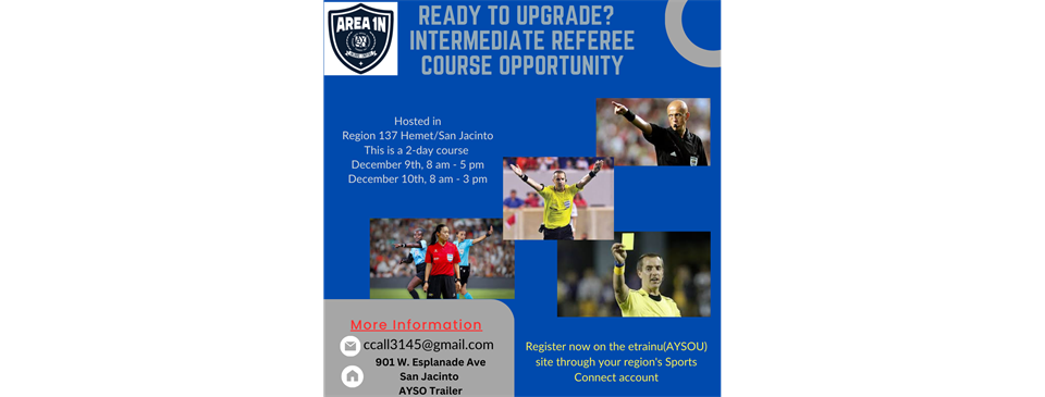Intemediate Referee Course Opportunity