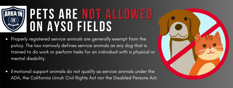 NO Pets Allowed on Fields During Practices & Games